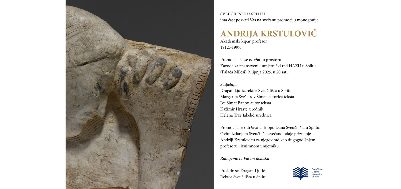 Svečana promocija prve monografije posvećene Andriji Krstuloviću, jednom od značajnijih splitskih i hrvatskih kipara 20. stoljeća